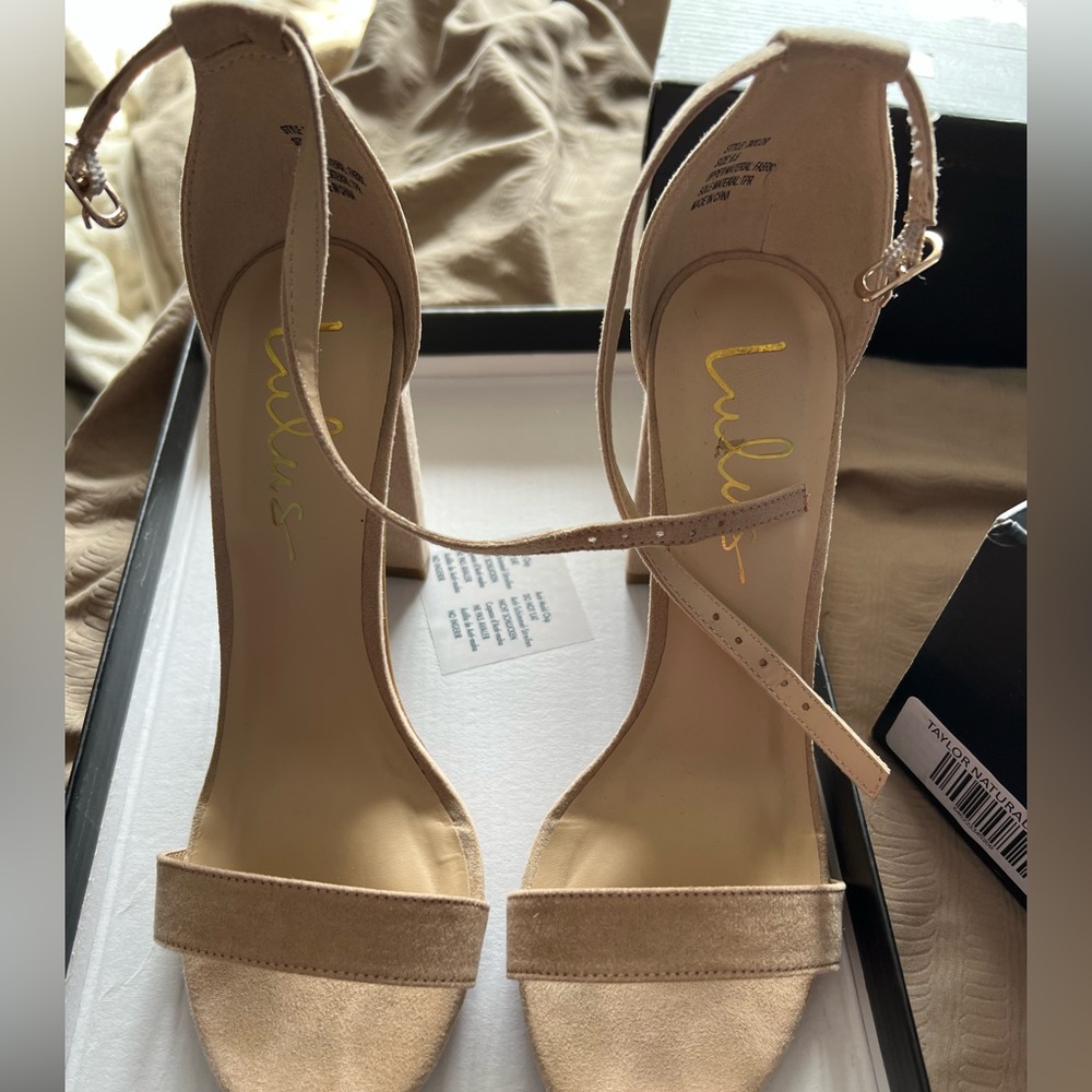 Lulus Taylor natural suede ankle strap heel size 6.5 worn once